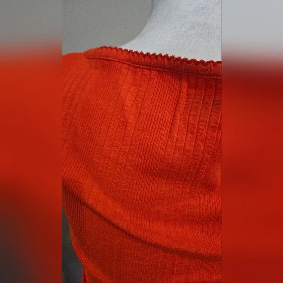 BDG Urban Outfitters Olivia Picot Square Neck Top in Red/orange. Size M NWOT - Picture 7 of 11
